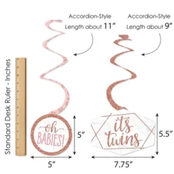 Big Dot Of Happiness It's Twin Girls - Pink And Rose Gold Twins Baby Shower Hanging Decor - Party Decoration Swirls - Set Of 40 -Party Planers Store GUEST c6838a83 3d90 46c8 b61d 645e15d3dea4