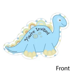 Big Dot Of Happiness Baby Boy Dinosaur - Shaped Fill-in Invitations - Baby Shower Or Birthday Party Invitation Cards With Envelopes - Set Of 12