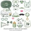 Big Dot Of Happiness Boho Botanical Baby - Greenery Baby Shower Photo Booth Props Kit - 20 Count