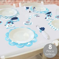 Big Dot Of Happiness Taking Flight - Airplane - Vintage Plane Baby Shower Or Birthday Party Paper Charger & Table Decorations Chargerific Kit For 8