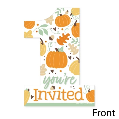 Big Dot Of Happiness 1st Birthday Little Pumpkin - Shaped Fill-In Invitations - Fall First Birthday Party Invitation Cards With Envelopes - Set Of 12 4 Big Dot Of Happiness 1st Birthday Little Pumpkin - Shaped Fill-In Invitations - Fall First Birthday Party Invitation Cards With Envelopes - Set Of 12 - Image 2