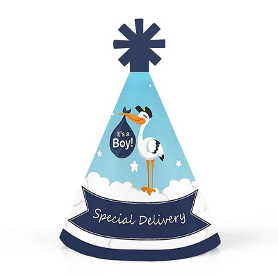 Big Dot Of Happiness Boy Special Delivery - Mini Cone Blue It's A Boy Stork Baby Shower Hats - Small Little Party Hats - Set Of 8 8 Big Dot Of Happiness Boy Special Delivery - Mini Cone Blue It's A Boy Stork Baby Shower Hats - Small Little Party Hats - Set Of 8 - Image 6