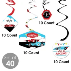 Big Dot Of Happiness Let's Go Racing - Racecar - Race Car Birthday Party Or Baby Shower Hanging Decor - Party Decoration Swirls - Set Of 40 -Party Planers Store GUEST c90a283f 332f 4aa6 b2f3 b8edbbcde95a