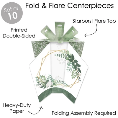 Big Dot Of Happiness Boho Botanical - Table Decorations - Greenery Party Fold And Flare Centerpieces - 10 Count 5 Big Dot Of Happiness Boho Botanical - Table Decorations - Greenery Party Fold And Flare Centerpieces - 10 Count - Image 3