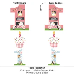 Big Dot Of Happiness 1st Birthday Girl Farm Animals - Pink Barnyard First Birthday Party Centerpiece Sticks - Table Toppers - Set Of 15 -Party Planers Store GUEST c9dca954 be6d 49b6 94a1 3fb06f8d9491