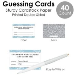 Big Dot Of Happiness Winter Wonderland - How Many Candies Snowflake Holiday Party And Winter Wedding Game - 1 Stand And 40 Cards - Candy Guessing Game -Party Planers Store GUEST ca0013b6 2c13 4a36 8aec 48e73f4a460e