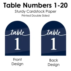 Big Dot Of Happiness Navy Blue Elegantly Simple - Wedding Receptions, Parties Or Events Double-Sided 5 X 7 Inches Cards - Table Numbers - 1-20 -Party Planers Store GUEST ca1fddc6 70be 4c2c be29 3453d22e3733