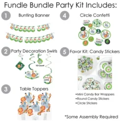 Party Planers Store 14 Big Dot Of Happiness Jungle Party Animals - Safari Zoo Animal Birthday Party Or Baby Shower Supplies - Banner Decoration Kit - Fundle Bundle