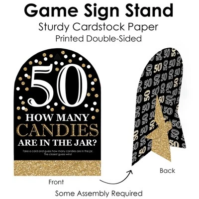 Big Dot Of Happiness Adult 50th Birthday - Gold - How Many Candies Birthday Party Game - 1 Stand And 40 Cards - Candy Guessing Game 5 Big Dot Of Happiness Adult 50th Birthday - Gold - How Many Candies Birthday Party Game - 1 Stand And 40 Cards - Candy Guessing Game - Image 3