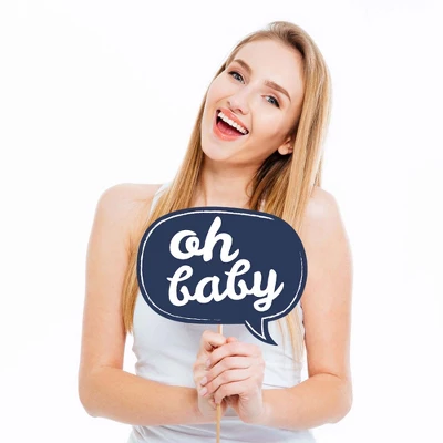 Big Dot Of Happiness Hello Little One - Blue And Silver - Boy Baby Shower Photo Booth Props Kit - 20 Count 4 Big Dot Of Happiness Hello Little One - Blue And Silver - Boy Baby Shower Photo Booth Props Kit - 20 Count - Image 2