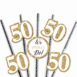 Big Dot Of Happiness We Still Do - 50th Wedding Anniversary - Paper Straw Decor - Anniversary Party Striped Decorative Straws - Set Of 24 -Party Planers Store GUEST ccee9e2b a824 4859 a49c d178b3d5fecb