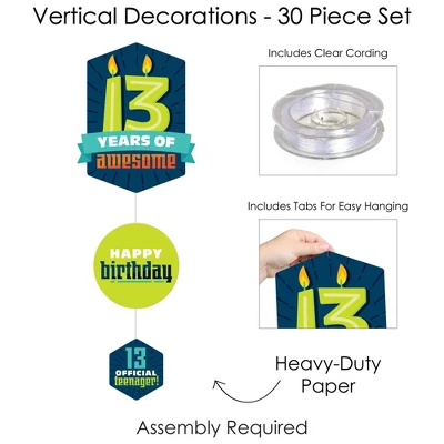 Big Dot Of Happiness Boy 13th Birthday - Official Teenager Birthday Party DIY Dangler Backdrop - Hanging Vertical Decorations - 30 Pieces 6 Big Dot Of Happiness Boy 13th Birthday - Official Teenager Birthday Party DIY Dangler Backdrop - Hanging Vertical Decorations - 30 Pieces - Image 4