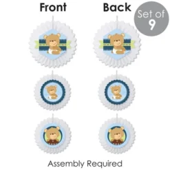 Big Dot Of Happiness Baby Boy Teddy Bear - Hanging Baby Shower Tissue Decoration Kit - Paper Fans - Set Of 9 -Party Planers Store GUEST cf26bf88 d0d8 4529 a5ae 8f522ee2b126