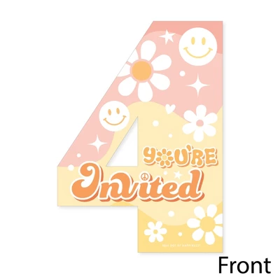 Big Dot Of Happiness Four-Ever Groovy - Shaped Fill-In Invitations - Boho Hippie Fourth Birthday Party Invitation Cards With Envelopes - Set Of 12 4 Big Dot Of Happiness Four-Ever Groovy - Shaped Fill-In Invitations - Boho Hippie Fourth Birthday Party Invitation Cards With Envelopes - Set Of 12 - Image 2