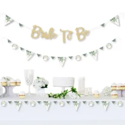 Big Dot Of Happiness Boho Botanical Bride - Bridal Shower & Wedding Party - 36 Banner Cutouts & No-Mess Real Gold Glitter Bride-To-Be Banner Letters