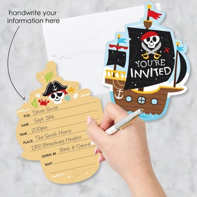 Big Dot Of Happiness Pirate Ship Adventures - Shaped Fill-In Invitations - Skull Birthday Party Invitation Cards With Envelopes - Set Of 12 3 Big Dot Of Happiness Pirate Ship Adventures - Shaped Fill-In Invitations - Skull Birthday Party Invitation Cards With Envelopes - Set Of 12