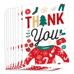 Big Dot Of Happiness Christmas Pajamas - Holiday Plaid PJ Party Thank You Cards (8 Count)