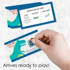 Big Dot Of Happiness Roar Dinosaur - Dino Mite T-Rex Baby Shower Or Birthday Party Game Scratch Off Cards - 22 Count