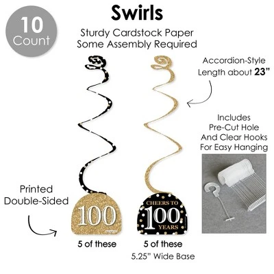 Big Dot Of Happiness Adult 100th Birthday - Gold - Birthday Party Supplies Decoration Kit - Decor Galore Party Pack - 51 Pieces 5 Big Dot Of Happiness Adult 100th Birthday - Gold - Birthday Party Supplies Decoration Kit - Decor Galore Party Pack - 51 Pieces - Image 3