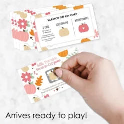 Big Dot Of Happiness Girl Little Pumpkin - Fall Birthday Party Or Baby Shower Game Scratch Off Cards - 22 Count