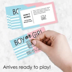 Big Dot Of Happiness Girl Baby Gender Reveal - Team Boy Or Girl Party Game Scratch Off Cards - Baby Shower Game - 22 Count