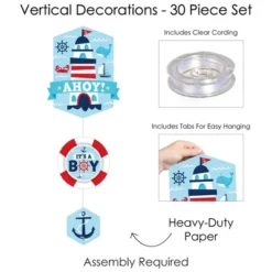 Big Dot Of Happiness Ahoy It's A Boy - Nautical Baby Shower DIY Dangler Backdrop - Hanging Vertical Decorations - 30 Pieces -Party Planers Store GUEST da641b1f 5968 441f b5d2 b66eecc06cb8