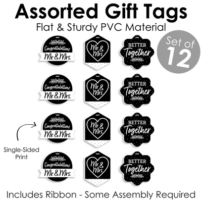 Big Dot Of Happiness Mr. And Mrs. - Assorted Hanging Black And White Wedding Or Bridal Shower Favor Tags - Gift Tag Toppers - Set Of 12 5 Big Dot Of Happiness Mr. And Mrs. - Assorted Hanging Black And White Wedding Or Bridal Shower Favor Tags - Gift Tag Toppers - Set Of 12 - Image 3