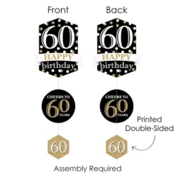 Big Dot Of Happiness Adult 60th Birthday - Gold - Birthday Party DIY Dangler Backdrop - Hanging Vertical Decorations - 30 Pieces -Party Planers Store GUEST dddd3737 32af 4a56 a320 8057aa871860