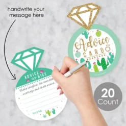 Big Dot Of Happiness Final Fiesta - Ring Wish Card Last Fiesta Bachelorette Party Activities - Shaped Advice Cards Game - Set Of 20