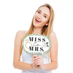 Big Dot Of Happiness Funny Boho Botanical Bride - Greenery Bridal Shower And Wedding Party Photo Booth Props Kit - 10 Piece