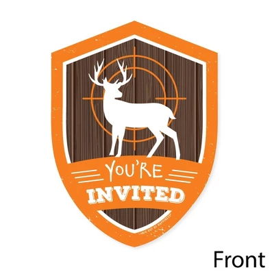 Big Dot Of Happiness Gone Hunting - Shaped Fill-in Invites - Deer Hunting Camo Baby Shower Or Birthday Party Invites Cards With Envelopes - Set Of 12 4 Big Dot Of Happiness Gone Hunting - Shaped Fill-in Invites - Deer Hunting Camo Baby Shower Or Birthday Party Invites Cards With Envelopes - Set Of 12 - Image 2