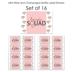 Big Dot Of Happiness Bride Squad - Mini Wine & Champagne Bottle Label Stickers - Rose Gold Bridal Shower Or Bachelorette Party Favor Gift - Set Of 16 -Party Planers Store GUEST e1d80c1f 6f9c 4321 96f5 0b5627a9e91a