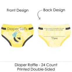 Big Dot Of Happiness Honey Bee - Diaper Shaped Raffle Ticket Inserts - Baby Shower Activities - Diaper Raffle Game - Set Of 24