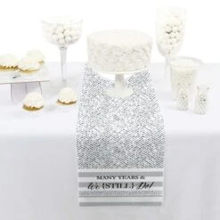 Big Dot Of Happiness We Still Do - Wedding Anniversary - Petite Anniversary Party Paper Table Runner - 12 X 60 Inches