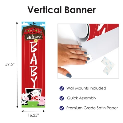 Big Dot Of Happiness Farm Animals - Barnyard Baby Shower Front Door Decoration - Vertical Banner 4 Big Dot Of Happiness Farm Animals - Barnyard Baby Shower Front Door Decoration - Vertical Banner - Image 2