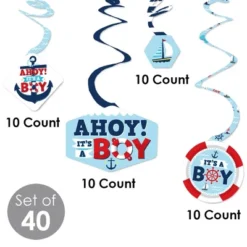 Big Dot Of Happiness Ahoy It's A Boy - Nautical Baby Shower Hanging Decor - Party Decoration Swirls - Set Of 40 -Party Planers Store GUEST e3db1521 931e 47f4 85ef 08fa4b3a9f74