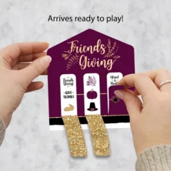 Big Dot Of Happiness Elegant Thankful For Friends - Friendsgiving Thanksgiving Party Game Pickle Cards - Pull Tabs 3-in-a-Row - Set Of 12