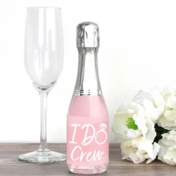 Big Dot Of Happiness Pink Elegantly Simple - Mini Wine And Champagne Bottle Label Stickers - Wedding Or Bridal Shower Guest Party Favor Gift 16 Ct
