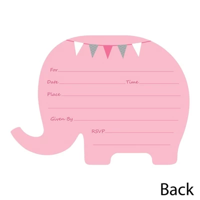 Big Dot Of Happiness Pink Elephant - Shaped Fill-in Invitations - Girl Baby Shower Or Birthday Party Invitation Cards With Envelopes - Set Of 12 4 Big Dot Of Happiness Pink Elephant - Shaped Fill-in Invitations - Girl Baby Shower Or Birthday Party Invitation Cards With Envelopes - Set Of 12 - Image 2