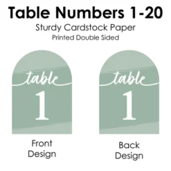 Big Dot Of Happiness Sage Green Elegantly Simple - Wedding Receptions, Parties Or Events Double-Sided 5 X 7 Inches Cards - Table Numbers - 1-20 12 Big Dot Of Happiness Sage Green Elegantly Simple - Wedding Receptions, Parties Or Events Double-Sided 5 X 7 Inches Cards - Table Numbers - 1-20 -Party Planers Store GUEST e582e4ae 1795 45f1 b528 baaab55b9ebc