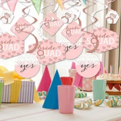 Party Planers Store 31 Big Dot Of Happiness Bride Squad - Rose Gold Bridal Shower Or Bachelorette Party Hanging Decor - Party Decoration Swirls - Set Of 40