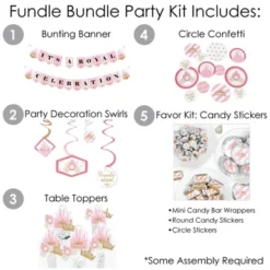 Big Dot Of Happiness Little Princess Crown - Pink And Gold Princess Baby Shower Or Birthday Party Supplies - Banner Decoration Kit - Fundle Bundle