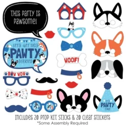 Big Dot Of Happiness Pawty Like A Puppy - Dog Baby Shower Or Birthday Party Photo Booth Props Kit - 20 Count