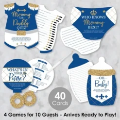 Big Dot Of Happiness Royal Prince Charming - 4 Baby Shower Games - 10 Cards Each - Gamerific Bundle