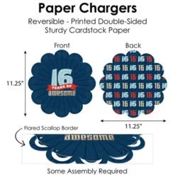 Big Dot Of Happiness Boy 16th Birthday - Sweet Sixteen Birthday Party Paper Charger & Table Decorations Chargerific Kit For 8 -Party Planers Store GUEST e7505773 d333 4bc5 8119 9ea9c83ba850