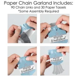 Big Dot Of Happiness Winter Wonderland - 90 Chain Links & 30 Paper Tassels Decor Kit - Snowflake Party & Winter Wedding Paper Chains Garland - 21 Feet -Party Planers Store GUEST e76ec30c a3c4 420d 9960 90bd1edb0c1c