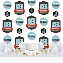 Big Dot Of Happiness Boy 18th Birthday - Eighteenth Birthday Party DIY Dangler Backdrop - Hanging Vertical Decorations - 30 Pieces