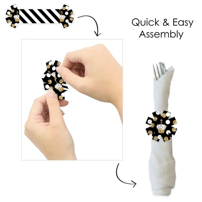 Big Dot Of Happiness Adult Happy Birthday - Gold - Birthday Party Paper Napkin Holder - Napkin Rings - Set Of 24 5 Big Dot Of Happiness Adult Happy Birthday - Gold - Birthday Party Paper Napkin Holder - Napkin Rings - Set Of 24 - Image 3