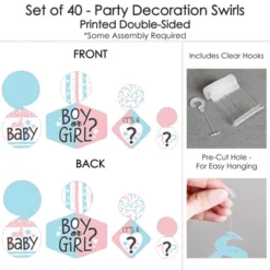 Big Dot Of Happiness Baby Gender Reveal - Team Boy Or Girl Party Hanging Decor - Party Decoration Swirls - Set Of 40 -Party Planers Store GUEST eaacd8b8 8017 432d 94df a5f46ff741db