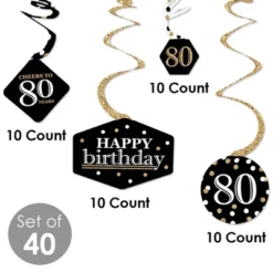 Big Dot Of Happiness Adult 80th Birthday - Gold - Birthday Party Hanging Decor - Party Decoration Swirls - Set Of 40 -Party Planers Store GUEST ece47b9f d86b 414a 9fe0 d3ab2cf935b6